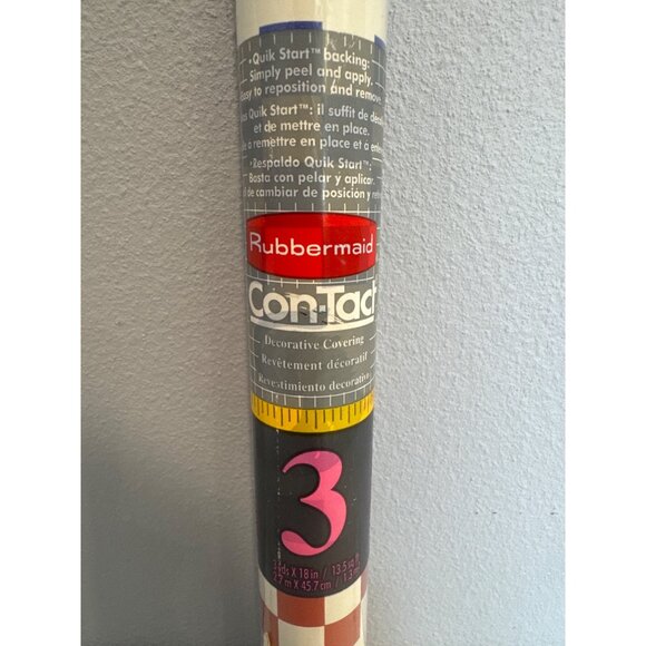 Vintage Rubbermaid Con-Tact Paper Unopened Roll Chickens Roosters Farm Checked - Picture 2 of 5
